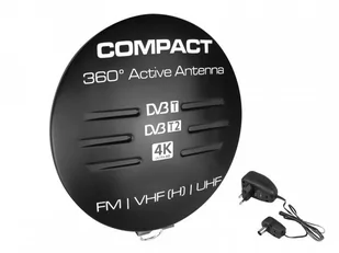 Antena DVB-T Compact z zasilaczem czarna - Anteny TV - miniaturka - grafika 1
