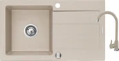 Zlewozmywaki z baterią - ZESTAW PYRAMIS SPARTA (76x44) 1B 1D + LUNGO beż piaskowy (070000001L) - miniaturka - grafika 1