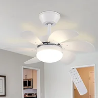 Wentylatory sufitowe - ZMH Wentylator sufitowy z oświetleniem i pilotem Cichy - lampa sufitowa Pokój dzienny 6 łopatek Ø75 cm Wentylator Czasowy Wentylator sufitowy Lato/Zima do sypialni Kuchnia Jadalnia/Biały - miniaturka - grafika 1