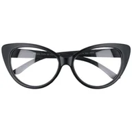 Okulary korekcyjne, oprawki, szkła - Kocie oczy okulary zerówki czarne matowe kujonki damskie ST210A - miniaturka - grafika 1