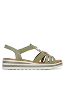 Sandały damskie - Rieker Sandały V0245-52 Zielony - miniaturka - grafika 1