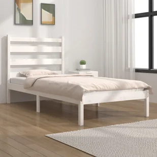 Łóżko z litego drewna sosna biała 100x200 cm - Łóżka - miniaturka - grafika 1