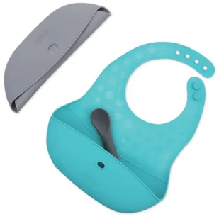 BBLÜV Pöket śliniak z łyżeczką Grey/Aqua 2 szt. - Śliniaki i fartuszki - miniaturka - grafika 1