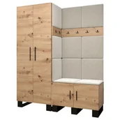 Meble do przedpokoju - Garderoba szafa szafka na buty z panelami tapicerowanymi i wieszakami meble do przedpokoju ARTIN 2 dąb artisan - miniaturka - grafika 1