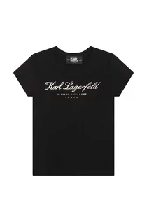 Koszulki dla dziewczynek - Karl Lagerfeld t-shirt dziecięcy kolor czarny z nadrukiem - grafika 1