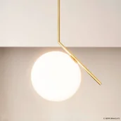 Lampy sufitowe - FLOS Lampa wisząca designerska IC S1, możliwość ściemniania, mosiężny / złoty, salon / jadalnia, mosiądz, design - miniaturka - grafika 1