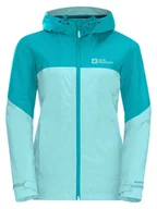 Kurtki i kamizelki sportowe damskie - Jack Wolfskin Kurtka przeciwdeszczowa "Weiltal" w kolorze turkusowym - miniaturka - grafika 1