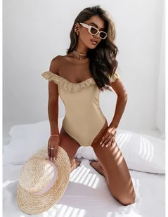 Jednoczęściowy strój kąpielowy z falbanką - ROYAL - beżowy - Stroje kąpielowe Jednoczęściowy strój kąpielowy z falbanką - ROYAL - beżowy - Stroje kąpielowe - miniaturka - grafika 1