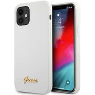 Etui i futerały do telefonów - Guess GUHCP12SLSLMGWH iPhone 12 mini 5,4" biały/white hardcase Metal Logo Script GUE001062 - miniaturka - grafika 1