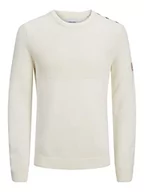 Bluzy męskie - JACK & JONES Męska bluza Jjspencer Knit Crew Neck, jasny beż, S - miniaturka - grafika 1