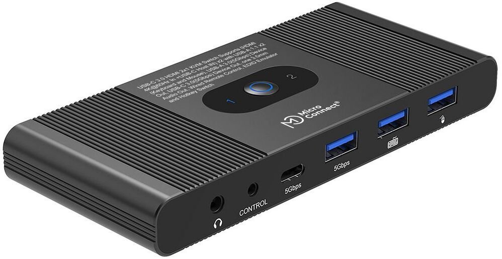 Przełącznik MicroConnect HDMI & USB-C KVM Switch 2-Port MC-HDMI-KVM202KV2.0
