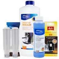 Akcesoria i części do ekspresów do kawy - Zestaw Melitta - AL-TES46 2szt, Uniwersalny Odkamieniacz Aqualogis 1L, Latteo 250ml, Melitta Perfect Clean 4szt - miniaturka - grafika 1