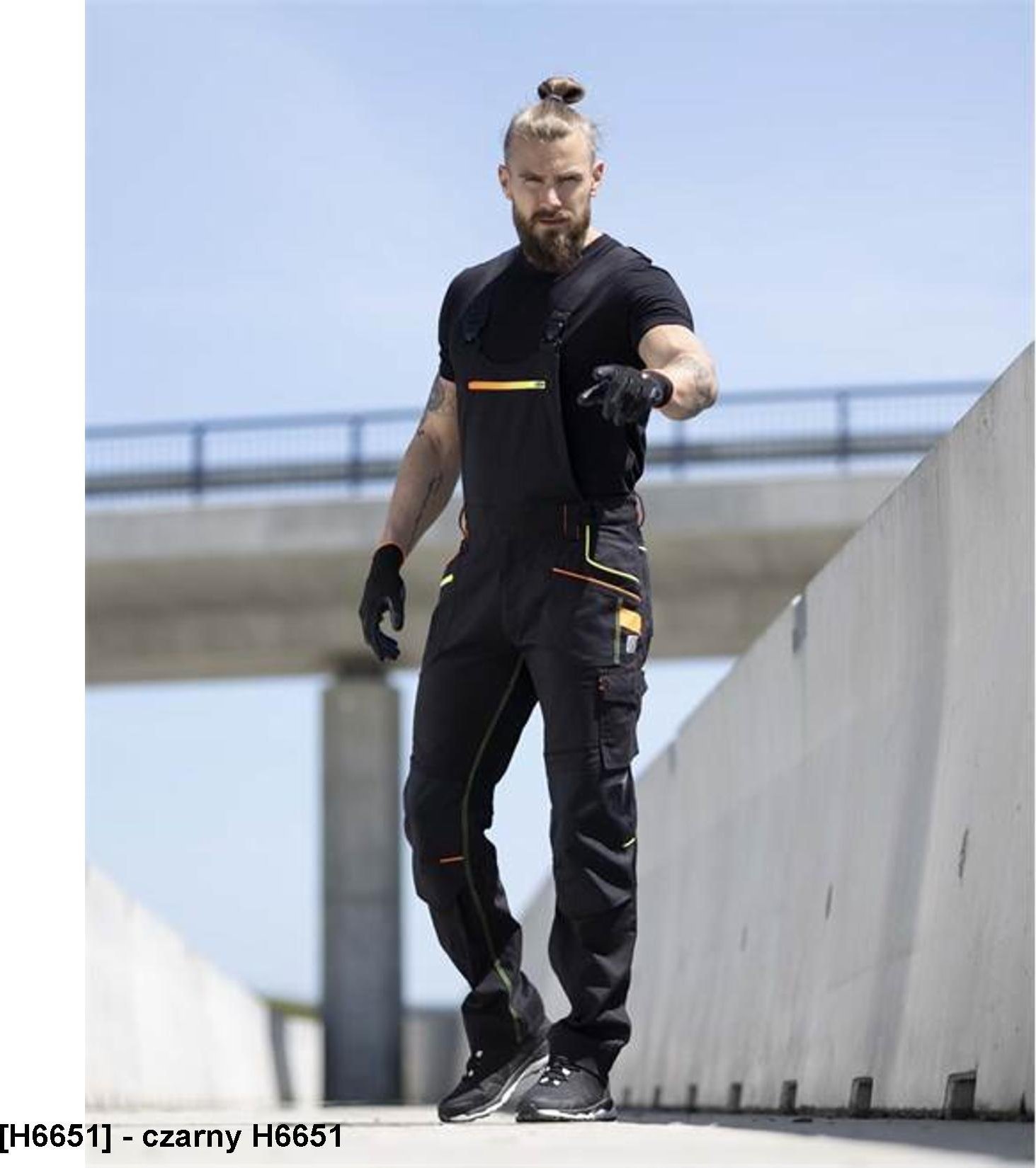 Ardon CREATRON - męskie spodnie ogrodniczki strecz bawełniana strefa kolan wzmacniana kieszenie nakolanniki ADNAdaptBelt - czarny H6651 64