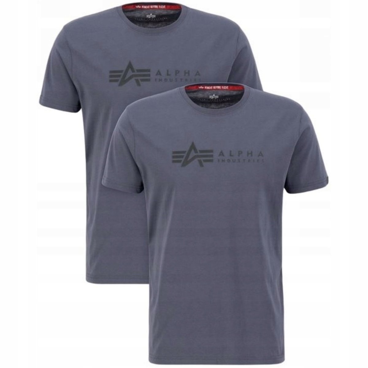 Koszulki Alpha Industries Label T 2 Pack 118534 412 Greyblack / Black XL