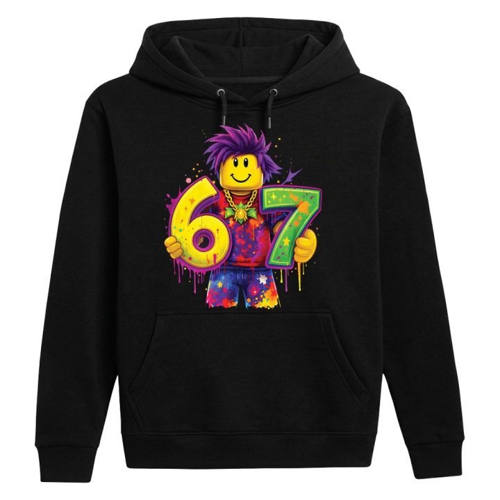 Bluza Dziecięca Bawełniana Six Seven 67 Brainrot ROBLOX Czarna 122-128