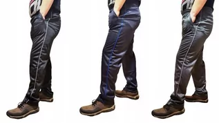 Spodnie sportowe męskie - ﻿Spodnie dresowe męskie śliskie roz L - grafika 1