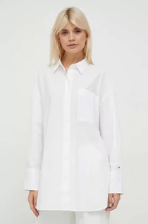 Koszule damskie - Tommy Hilfiger koszula bawełniana damska kolor biały relaxed z kołnierzykiem klasycznym - grafika 1