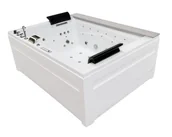 Wanny z hydromasażem - HYDROSAN - Wanna z hydromasażem KALAMBO 914 Z OBUDOWĄ 2-osobowa 190x150 cm BIAŁA Z BIAŁĄ PÓŁKĄ - miniaturka - grafika 1