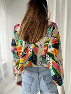 Bluzy damskie - Young Heart / bluza z tropikalnym printem - miniaturka - grafika 1