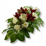 Sztuczne kwiaty - STROIK NAGROBNY Dekoracja Piwonia Wiązanka na pomnik cmentarz Obciążona - miniaturka - grafika 1