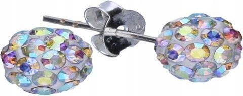 Srebrne kolczyki 925 sztyft kuleczki cyrkonie eleganckie wyjątkowe wkrętki