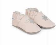 Buty dla dziewczynek - ZETPOL kapcie dziecięce skórzane paputki różowe gumka gwiazdki - miniaturka - grafika 1