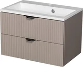 Szafki łazienkowe - Szafka łazienkowa z lamelami wisząca z umywalką 60 cm 39/2 Victa Lamello kolor fume mat - miniaturka - grafika 1