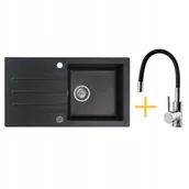 Zlewozmywaki z baterią - KERNAU Zlewozmywak granitowy Kernau Zestaw KGSA 50 1B1D Black Metallic+ bateria KWT 29 197779 - miniaturka - grafika 1