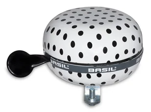 Basil, Dzwonek rowerowy, Big bell polkadot white/black dots, 80 mm - Dzwonki do roweru - miniaturka - grafika 1