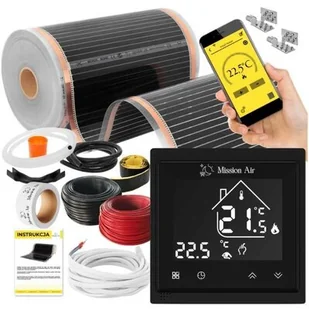 Folia grzewcza pod panele MISSION AIR MAL-160 W/m2 Black Silver 20 m2 (40 m x 50 cm) + regulator Libra czarny Wi-Fi - Ogrzewanie podłogowe - miniaturka - grafika 1