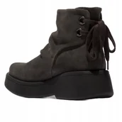 Botki damskie - FLY LONDON BOTKI DAMSKIE ZAMSZOWE SZNUROWANE SZARE 40 JŁA - miniaturka - grafika 1