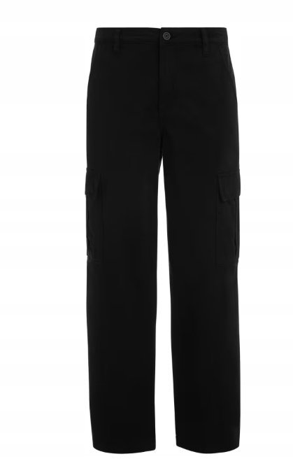 Guess Czarne Spodnie Bojówki Z Bawełny Proste Długie 26/30 Gmb