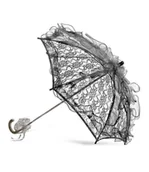 Parasole - Koronkowa parasolka czarna Long – elegancki dodatek na komunię i ślub - miniaturka - grafika 1