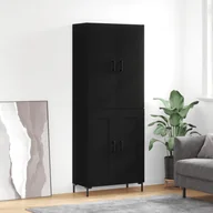 Witryny - vidaXL Witrynka, czarna, 69,5x34x180 cm, materiał drewnopochodny - miniaturka - grafika 1