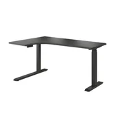 Biurka - Biurko narożne elektryczne z regulowanym blatem O'DESQUE czarne, lewostronne - miniaturka - grafika 1