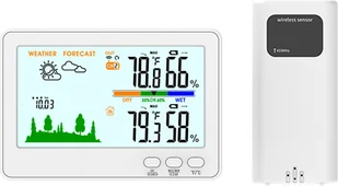 Termometr-higrometr do wnętrz i na zewnątrz, 433 MHz, bezprzewodowa stacja pogodowa, monitor temperatury i wilgotności z podświetleniem LCD i zdalnym nadajnikiem 100 m, wskaźnik ciśnienia powietrza, ostrzeżenie o niskim poziomie baterii - Stacje pogodowe - miniaturka - grafika 1