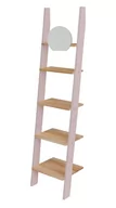 Półki do salonu - ASHME Drabinka Mała z Lusterkiem - Jesionowe Półki / Różowa - miniaturka - grafika 1