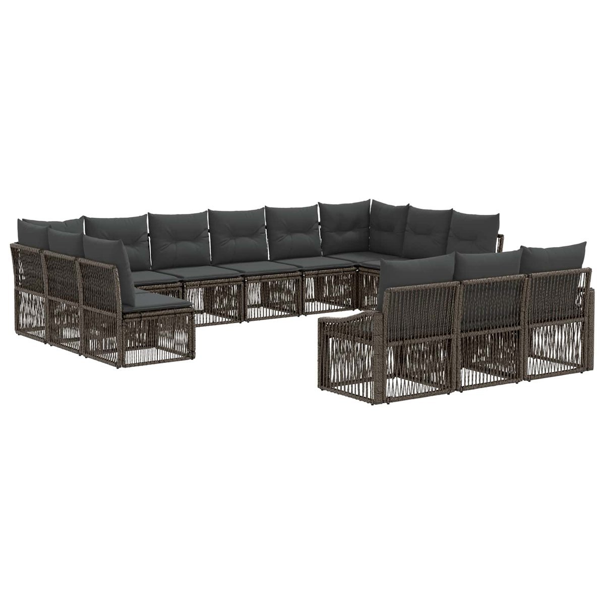 vidaXL Zestaw Sof na Ogród 13 pcs Szary polirattan