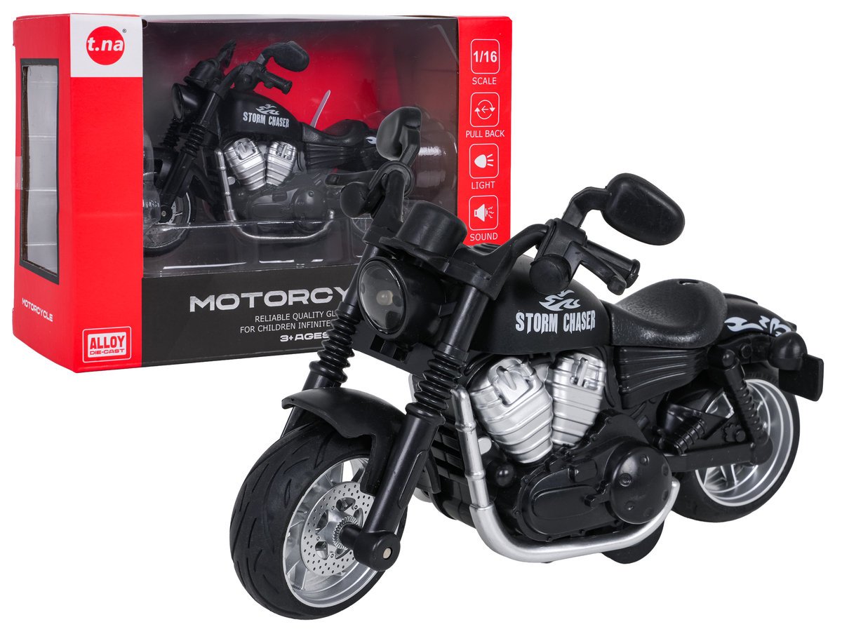 Metalowy Motocykl Czarny z Funkcją Świateł i Dźwięku