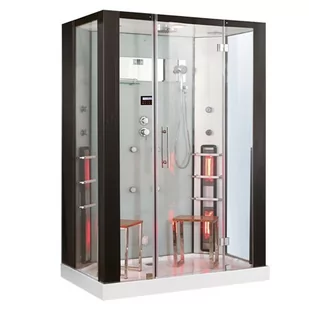 Sauno kabina prysznicowa prostokątna biały środek 145x90 cm MUE-1082W TRIO - Kabiny z hydromasażem - miniaturka - grafika 1