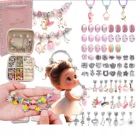 Prace ręczne dla dzieci - Kreatywny zestaw 72 el. do biżuterii – bransoletki, naszyjniki + pudełko - miniaturka - grafika 1