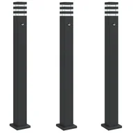 Lampy ogrodowe - vidaXL Zewnętrzne lampy stojące, z czujnikami, 3 szt., czarne, 110 cm - miniaturka - grafika 1