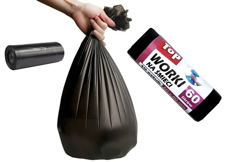 Worki Na Śmieci Czarne Mocne Grube Top 10szt 60l