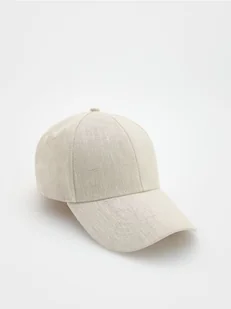 Reserved - Lniana czapka baseball - beżowy - Czapki męskie - miniaturka - grafika 1