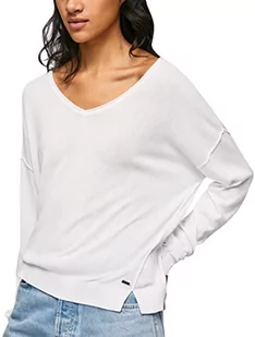 Pepe Jeans Damski sweter z dekoltem w serek TRU, biały, M, biały, M - Swetry damskie - miniaturka - grafika 1