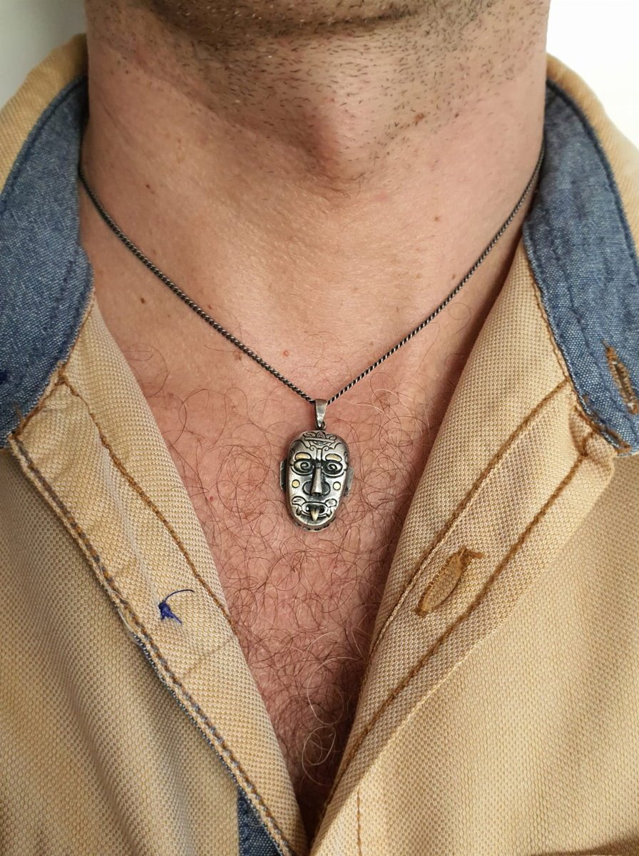 Wisior srebrny - Maska mała szara