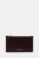 Portfele - Calvin Klein portfel skórzany damski kolor bordowy LV04F1076G - miniaturka - grafika 1