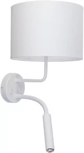 Nowodvorski Kinkiet LAMPA ścienna HOTEL PLUS 9073 abażurowa OPRAWA okrągła z peszlem do czytania biała 9073 - Lampy ścienne - miniaturka - grafika 1