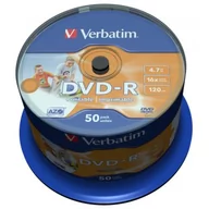 Nośniki danych - Verbatim DVD-R 16x 4.7GB (Cake 50) WIDE PRINTABLE NDVMVRB00410 [132695] - miniaturka - grafika 1