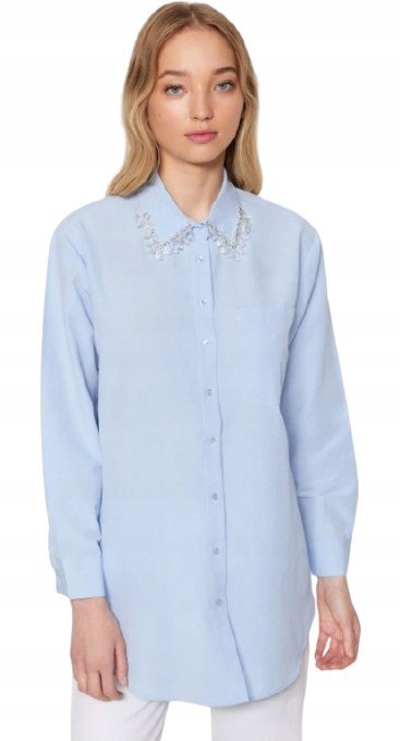 TRENDYOL KOSZULA Z DŁUGIM RĘKAWEM Z OZDOBNYM KOŁNIERZYKIEM 40 5AA